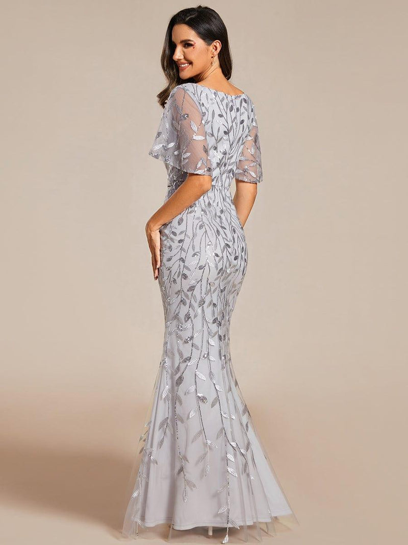 ever DIONE|Gorgeous V Neck Leaf-Sequined Fishtail Party Dress