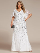 ever DIONE|Gorgeous V Neck Leaf-Sequined Fishtail Party Dress