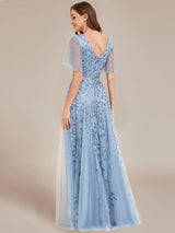 ever ASTRAL|Shimmery Ruffle Sleeves Maxi Sequin Evening Dress