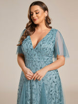 ever ASTRAL|Shimmery Ruffle Sleeves Maxi Sequin Evening Dress