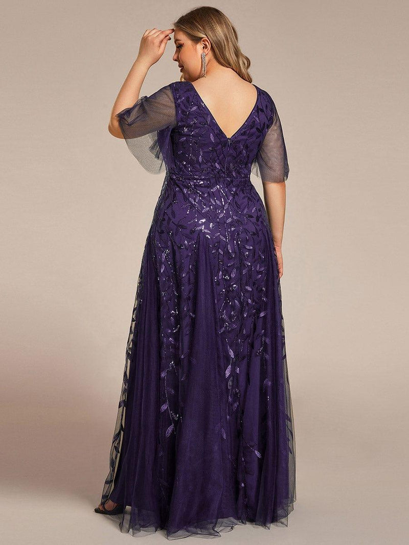 ever ASTRAL|Shimmery Ruffle Sleeves Maxi Sequin Evening Dress
