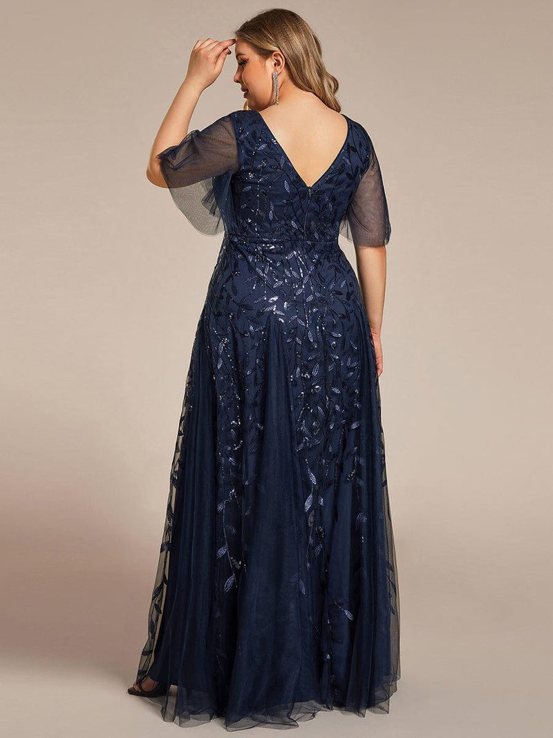 ever ASTRAL|Shimmery Ruffle Sleeves Maxi Sequin Evening Dress