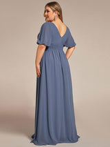 pretty MADISON|Plus Size V-Neck Front Slit Chiffon Evening Dress