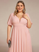 pretty MADISON|Plus Size V-Neck Front Slit Chiffon Evening Dress