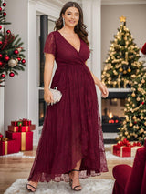 pretty ELISE|Plus Size Ruffled Lace Formal Evening Dress