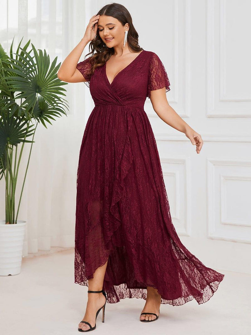pretty ELISE|Plus Size Ruffled Lace Formal Evening Dress