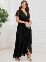 pretty ELISE|Plus Size Ruffled Lace Formal Evening Dress