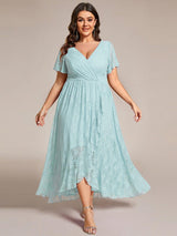 pretty ELISE|Plus Size Ruffled Lace Formal Evening Dress