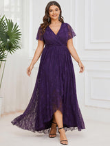 pretty ELISE|Plus Size Ruffled Lace Formal Evening Dress