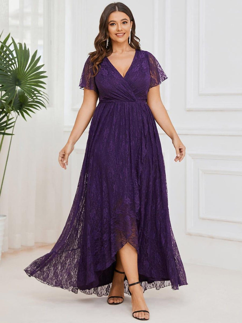 pretty ELISE|Plus Size Ruffled Lace Formal Evening Dress