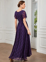 ever ELISE|Pleated V-Neck Lace Formal Evening Dress