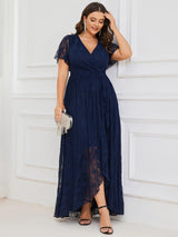 pretty ELISE|Plus Size Ruffled Lace Formal Evening Dress