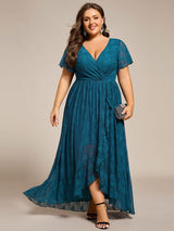pretty ELISE|Plus Size Ruffled Lace Formal Evening Dress