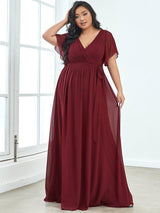 pretty LEORA|Plus Size Chiffon Tie-Waist Evening Dress