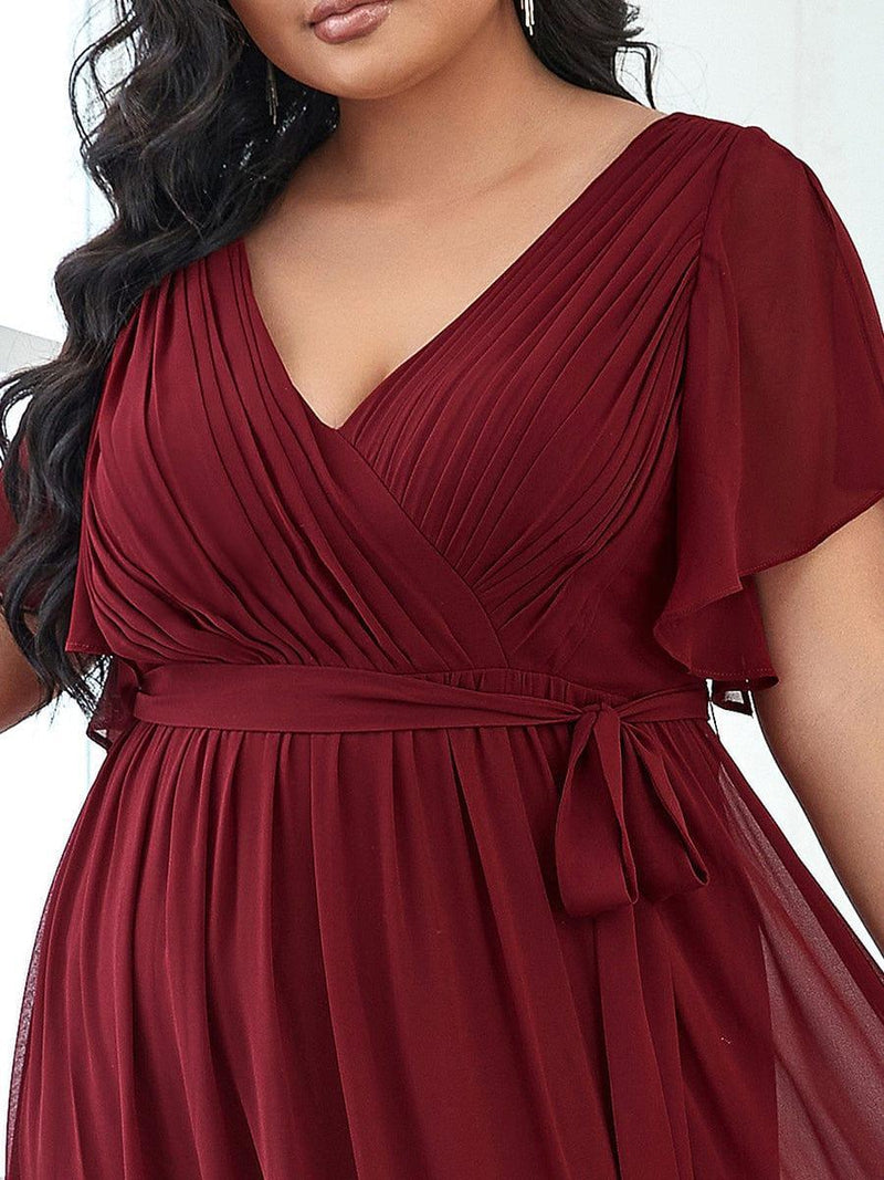ever LEORA|Flowy Pleated A-Line Chiffon Tie-Waist Bridesmaid Dress