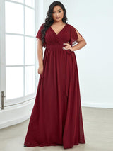 ever LEORA|A-Line Pleated Tie-Waist Evening Dress