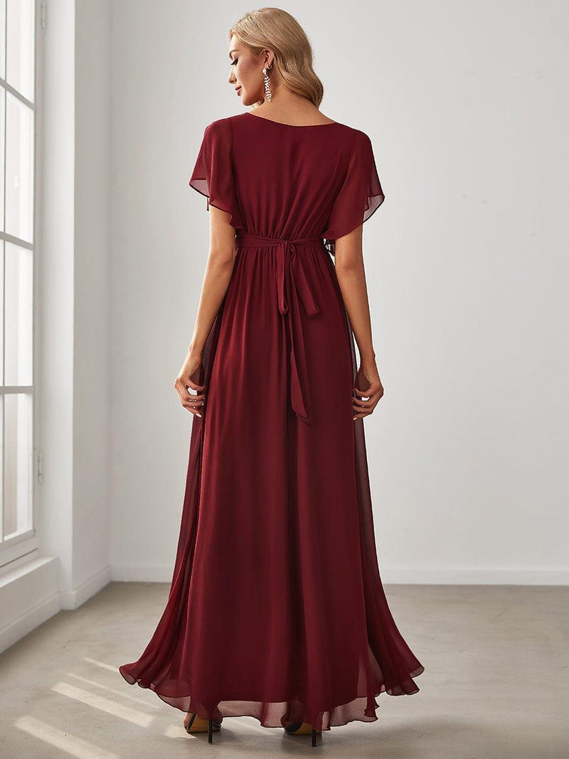 ever LEORA|Flowy Pleated A-Line Chiffon Tie-Waist Bridesmaid Dress
