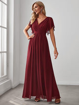 ever LEORA|Flowy Pleated A-Line Chiffon Tie-Waist Bridesmaid Dress