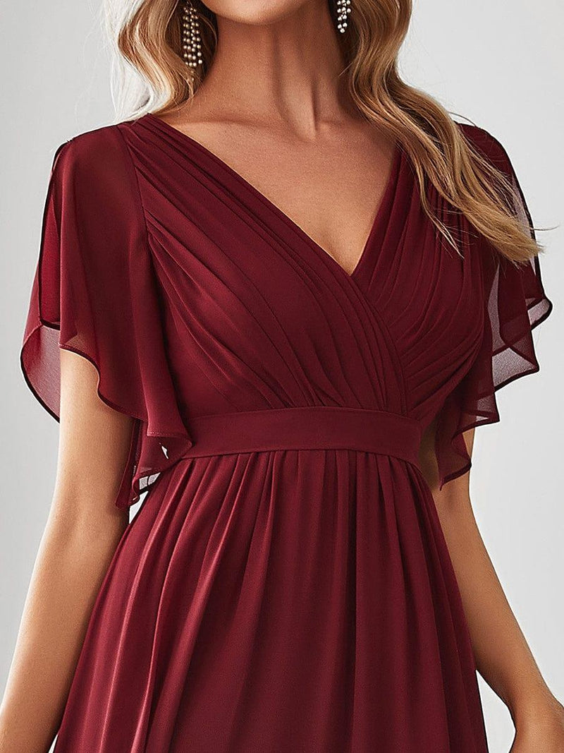 ever LEORA|A-Line Pleated Tie-Waist Evening Dress
