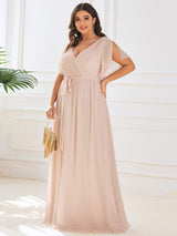 ever LEORA|Flowy Pleated A-Line Chiffon Tie-Waist Bridesmaid Dress