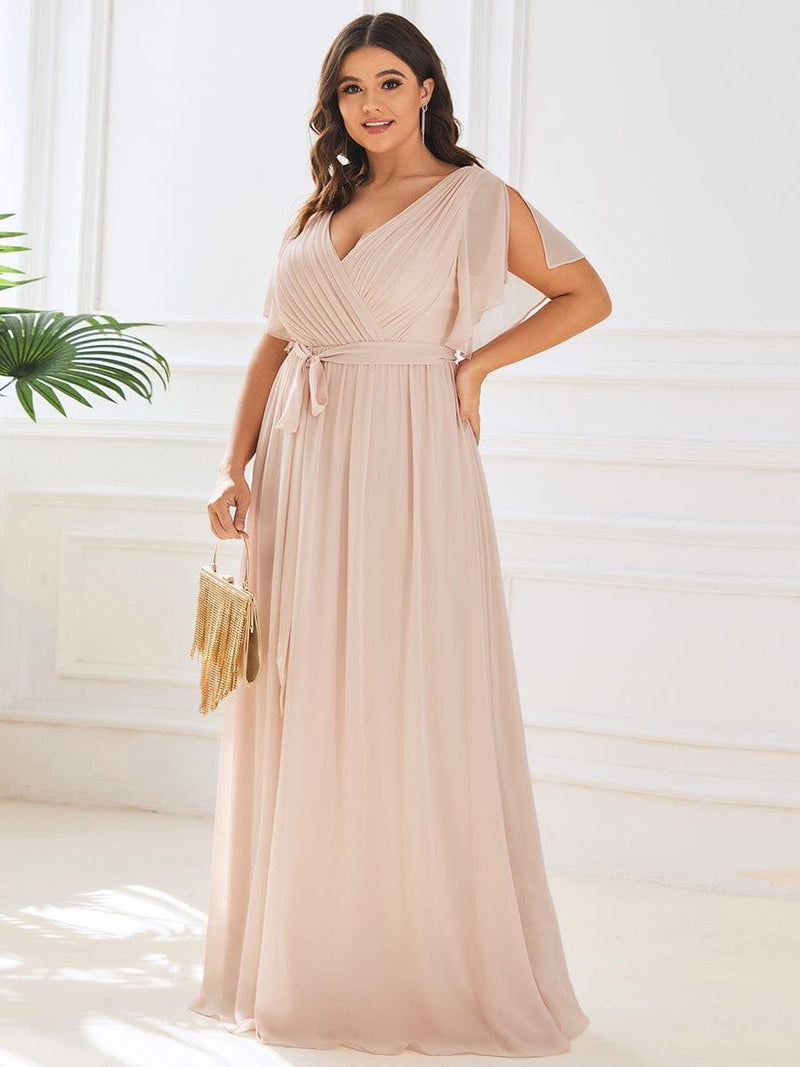 ever LEORA|Flowy Pleated A-Line Chiffon Tie-Waist Bridesmaid Dress