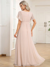 ever LEORA|Flowy Pleated A-Line Chiffon Tie-Waist Bridesmaid Dress