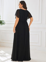 ever LEORA|Flowy Pleated A-Line Chiffon Tie-Waist Bridesmaid Dress
