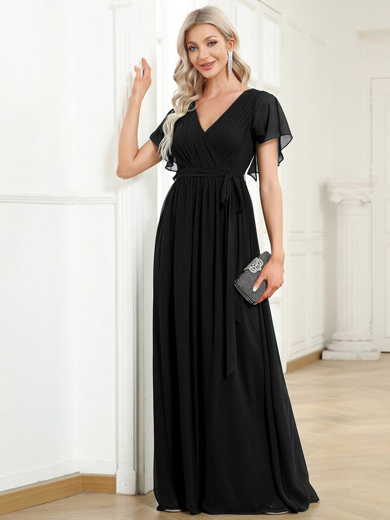 ever LEORA|Flowy Pleated A-Line Chiffon Tie-Waist Bridesmaid Dress