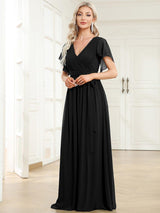 ever LEORA|Flowy Pleated A-Line Chiffon Tie-Waist Bridesmaid Dress