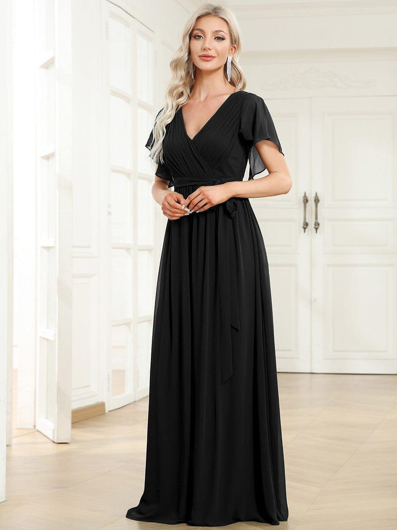 ever LEORA|Flowy Pleated A-Line Chiffon Tie-Waist Bridesmaid Dress