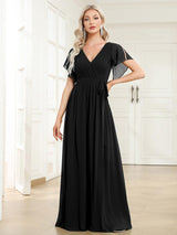 ever LEORA|Flowy Pleated A-Line Chiffon Tie-Waist Bridesmaid Dress