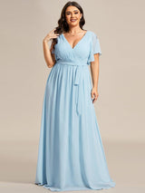ever LEORA|Flowy Pleated A-Line Chiffon Tie-Waist Bridesmaid Dress