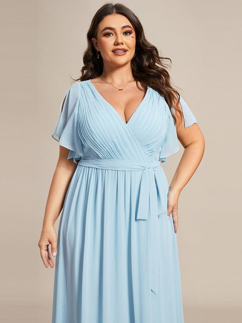ever LEORA|Flowy Pleated A-Line Chiffon Tie-Waist Bridesmaid Dress
