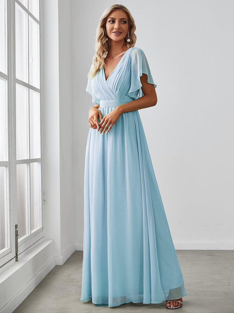 ever LEORA|Flowy Pleated A-Line Chiffon Tie-Waist Bridesmaid Dress