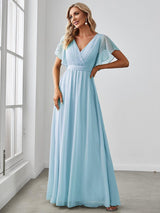 ever LEORA|Flowy Pleated A-Line Chiffon Tie-Waist Bridesmaid Dress