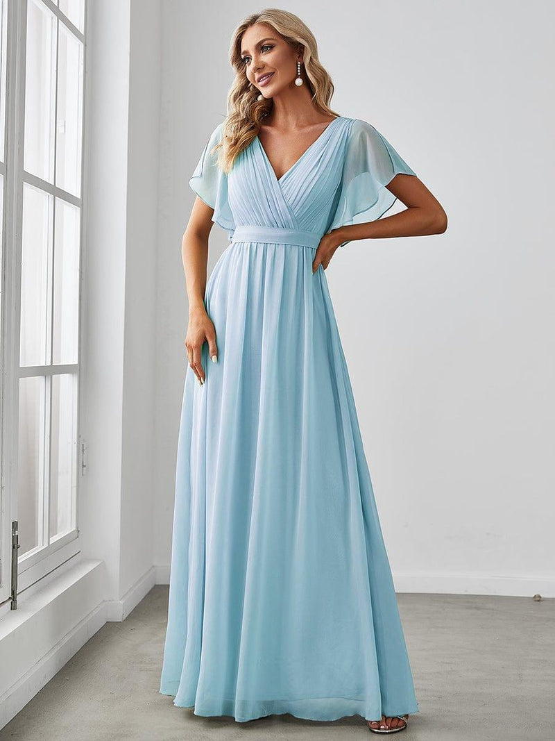 ever LEORA|Flowy Pleated A-Line Chiffon Tie-Waist Bridesmaid Dress