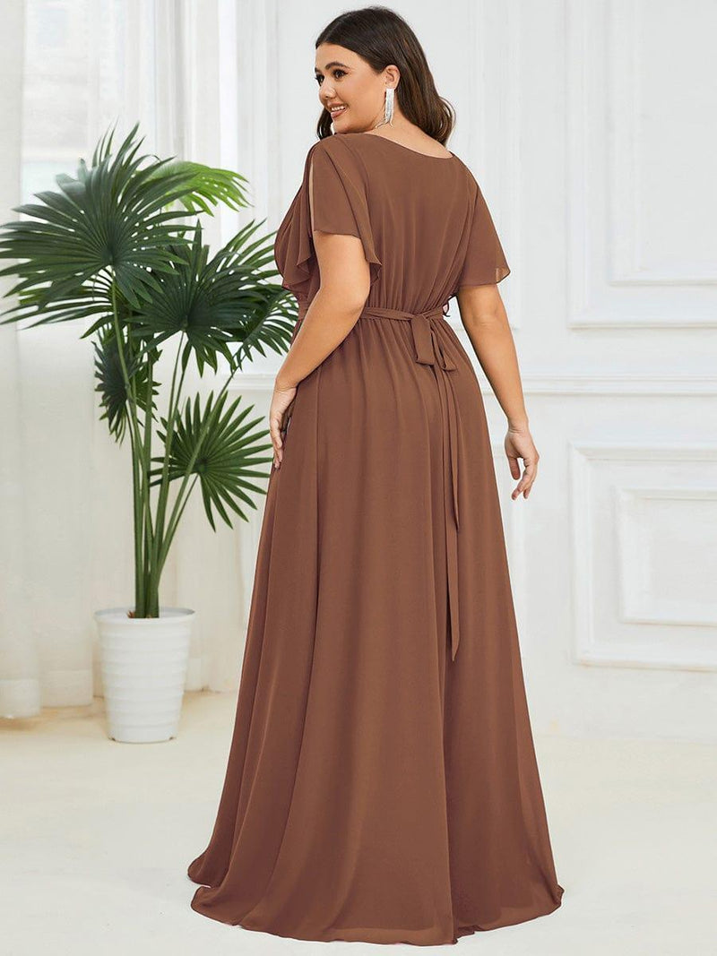 ever LEORA|A-Line Pleated Tie-Waist Evening Dress