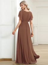 ever LEORA|A-Line Pleated Tie-Waist Evening Dress