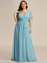 ever LEORA|Flowy Pleated A-Line Chiffon Tie-Waist Bridesmaid Dress