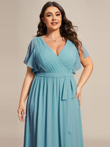 ever LEORA|Flowy Pleated A-Line Chiffon Tie-Waist Bridesmaid Dress