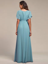 ever LEORA|Flowy Pleated A-Line Chiffon Tie-Waist Bridesmaid Dress