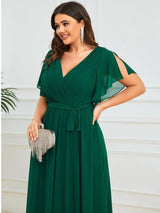 ever LEORA|Flowy Pleated A-Line Chiffon Tie-Waist Bridesmaid Dress