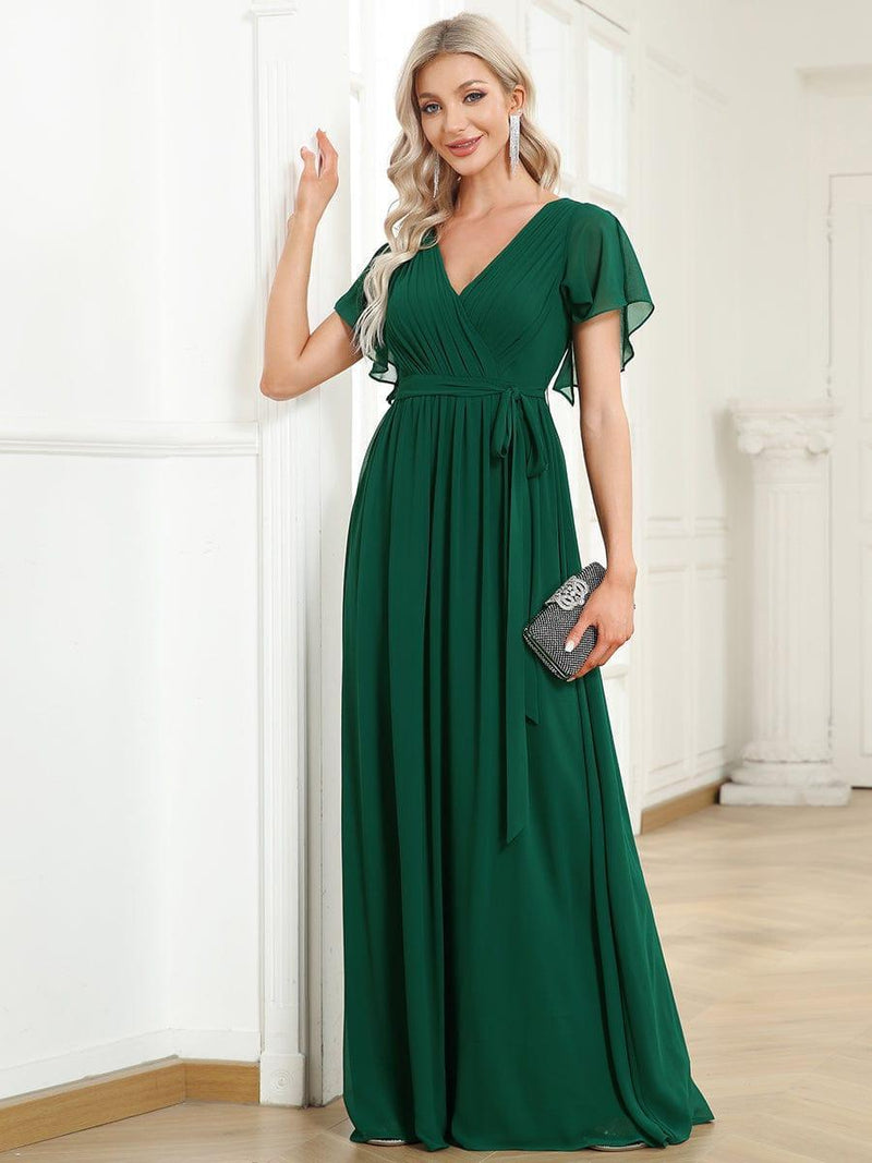 ever LEORA|Flowy Pleated A-Line Chiffon Tie-Waist Bridesmaid Dress