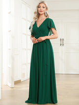 ever LEORA|Flowy Pleated A-Line Chiffon Tie-Waist Bridesmaid Dress