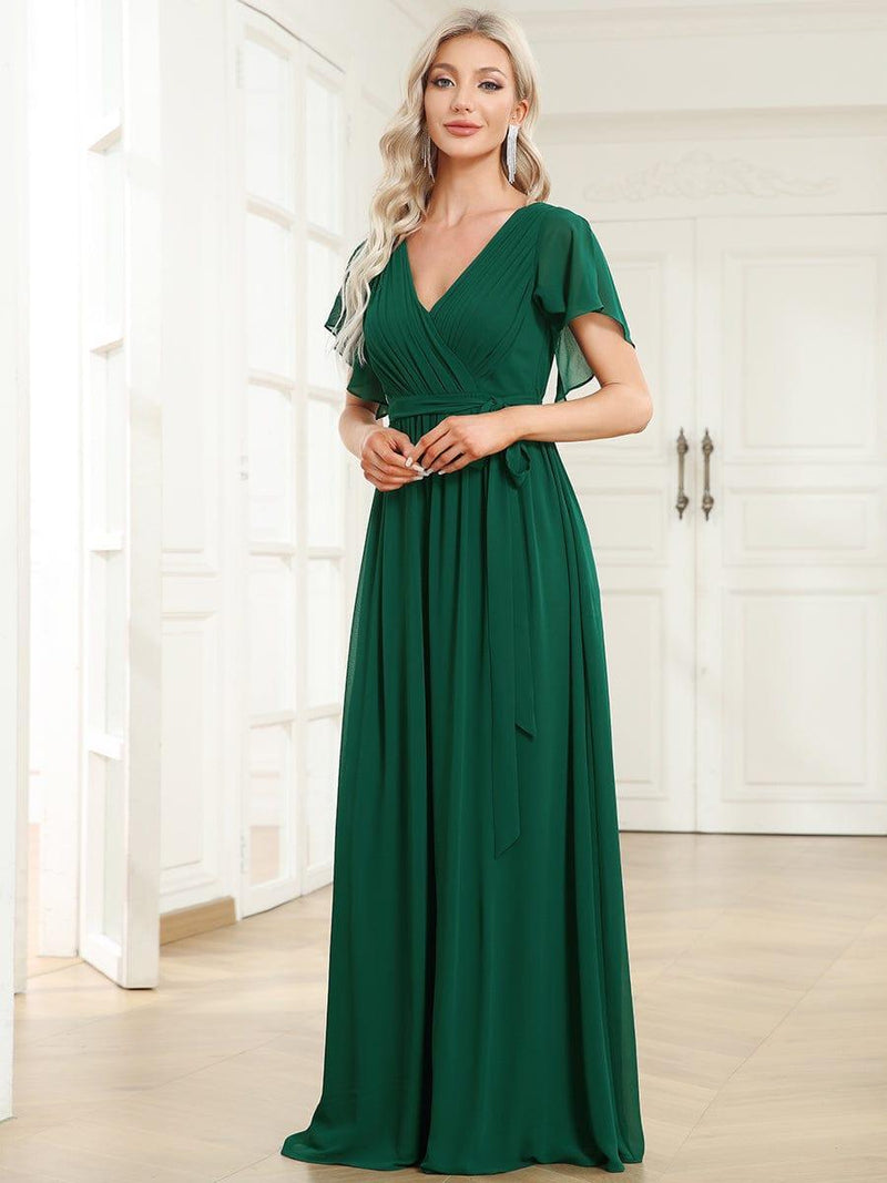 ever LEORA|Flowy Pleated A-Line Chiffon Tie-Waist Bridesmaid Dress