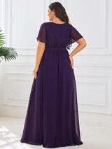 ever LEORA|A-Line Pleated Tie-Waist Evening Dress