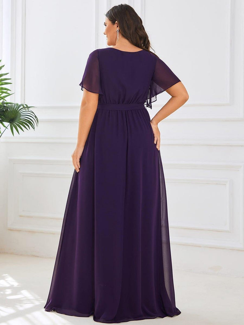 ever LEORA|A-Line Pleated Tie-Waist Evening Dress