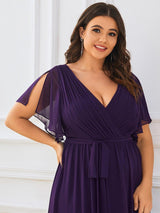 ever LEORA|Flowy Pleated A-Line Chiffon Tie-Waist Bridesmaid Dress