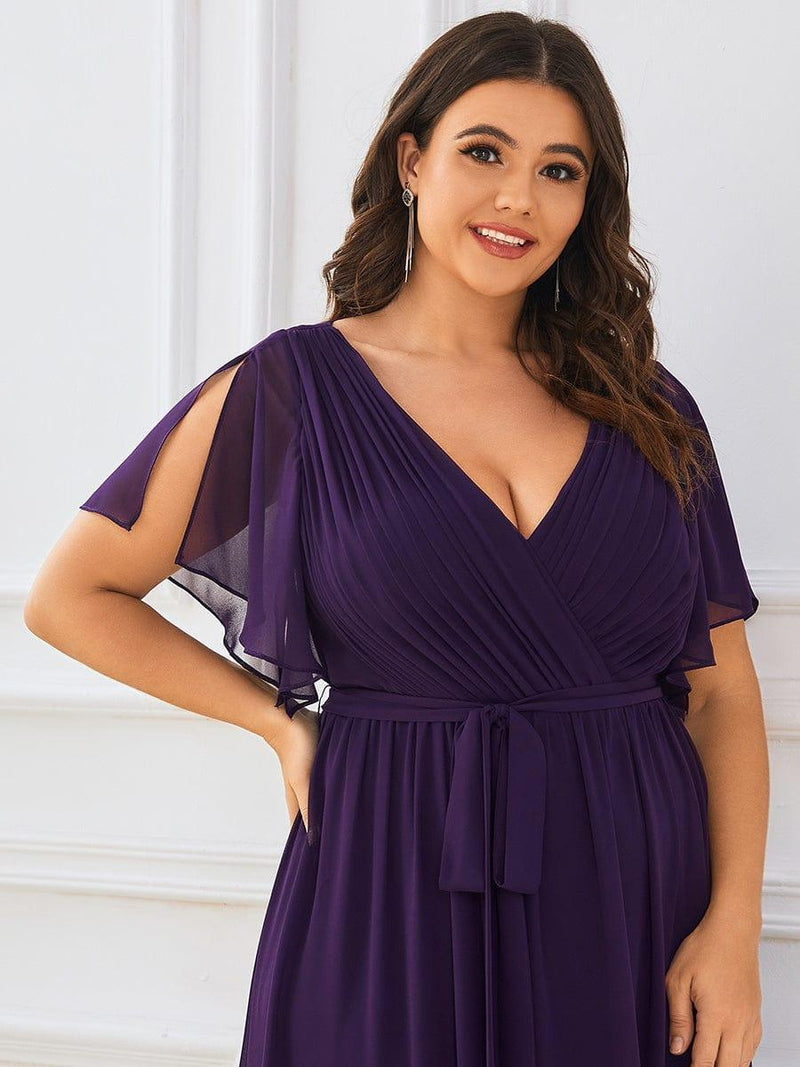 ever LEORA|Flowy Pleated A-Line Chiffon Tie-Waist Bridesmaid Dress