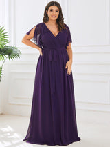 ever LEORA|Flowy Pleated A-Line Chiffon Tie-Waist Bridesmaid Dress